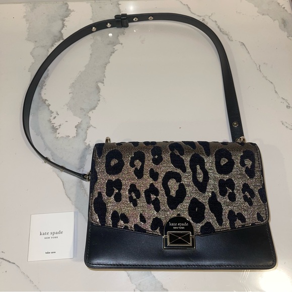 kate spade Handbags - Kate Spade Neve Ocelot Medium Convertible Shoulder Crossbody Bag black gold $429